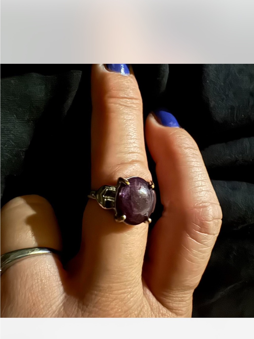 Sterling Silver genuine Ruby Purple Stone Cocktail Ring
